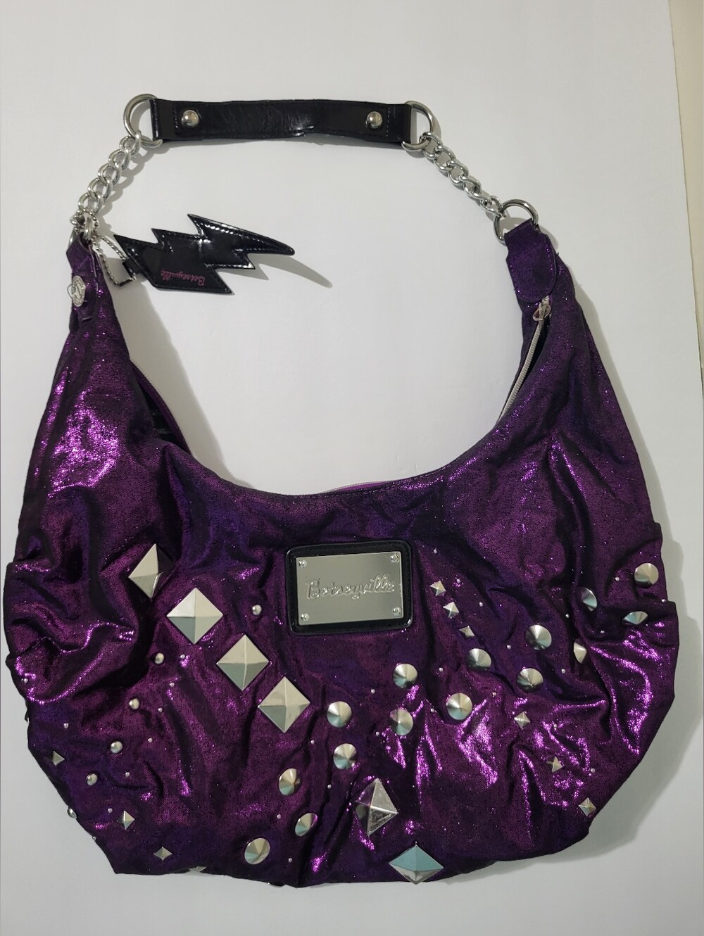 Betseyville Y2K Purple Studded Hobo Shoulder Bag
